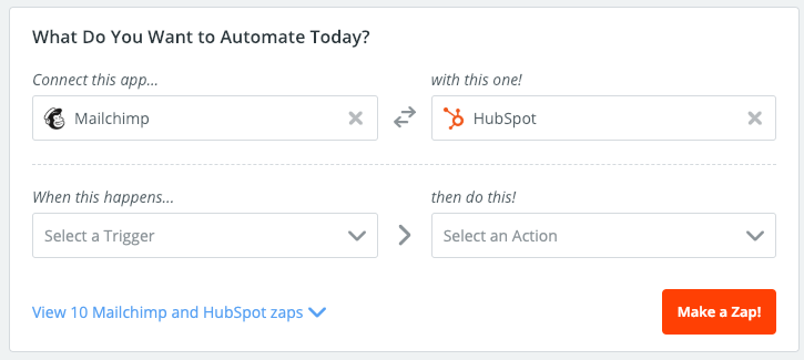 Select Apps for Automation in Zapier